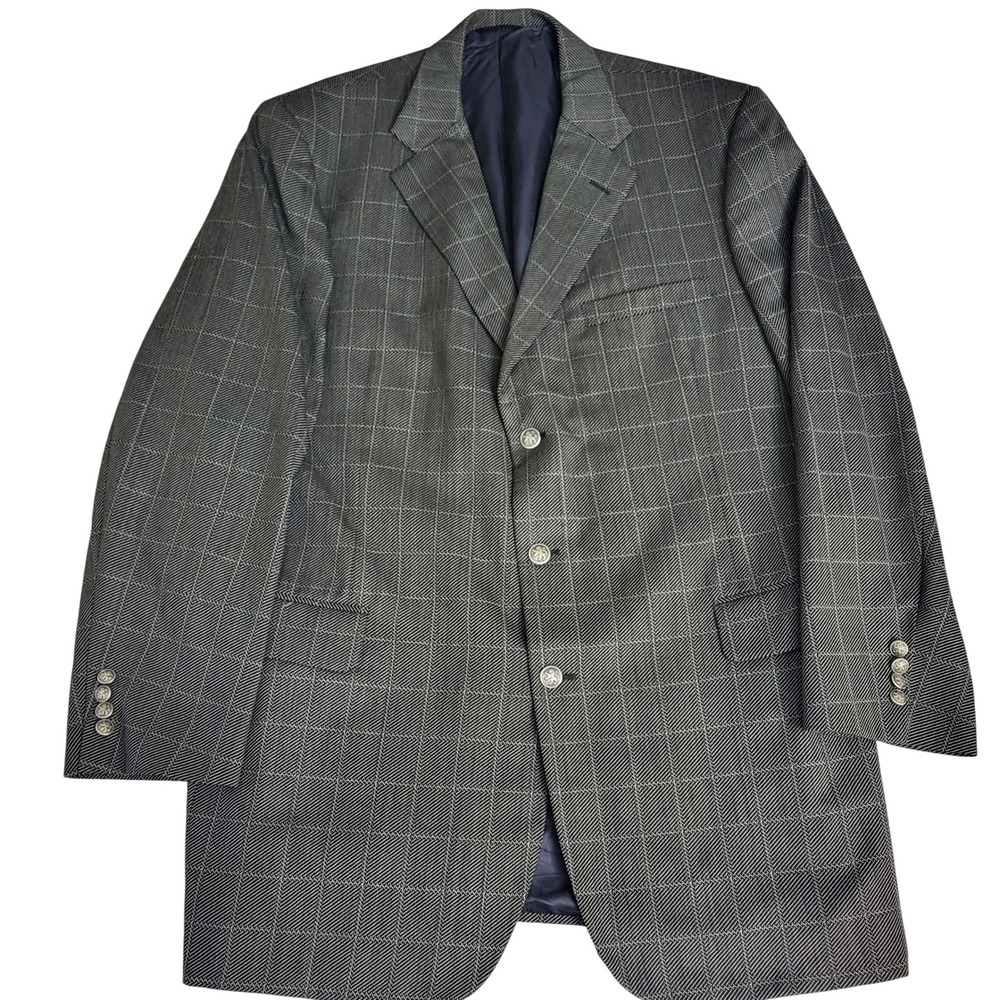 Sophisticated Charcoal Checkered Blazer